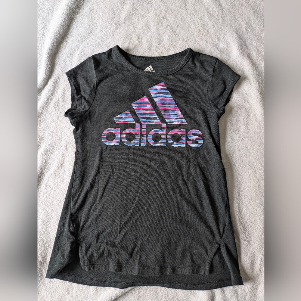 ❤️ 2 For $7! adidas Kids Black Tee with Multicolor Logo